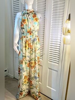 ASOS floral print halter neck, wide-leg jumpsuit Size 8